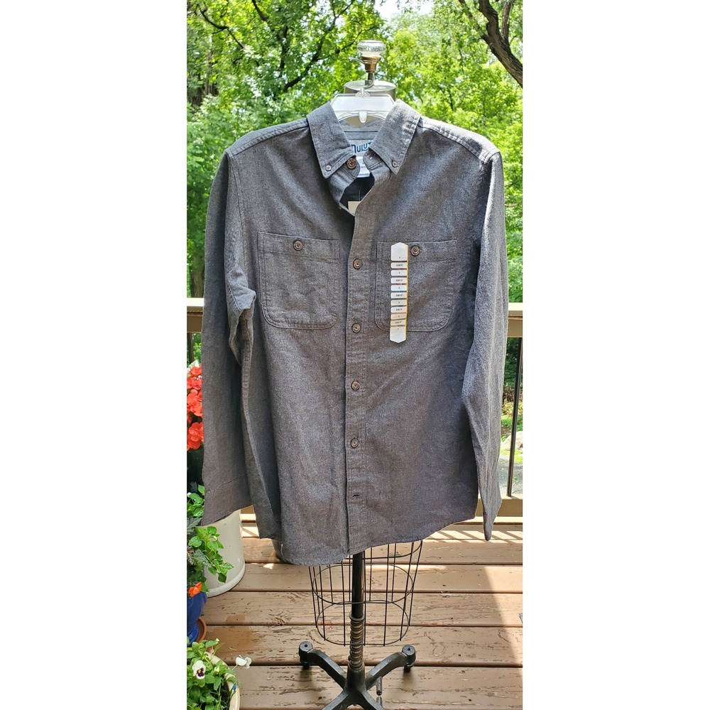Duluth Trading Co Mens Free Swingin Flannel Slim Fit Shirt Gray  Small NEW
